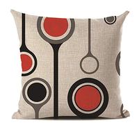 WEIANG Housse de Coussin rétroéométrique Rouge Noir Double Face en Coton épais taie d'oreiller 45 x 45 cm