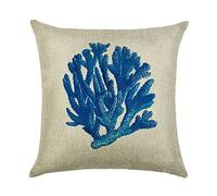 WEIANG Nautique Série Housse de Coussin Ocean Life étoile de mer Poissons Coquillages Méduse Impression Recto Verso Coton épais en Lin Taie d'oreiller carrée 45 cm x 45 cm (18 x 18)