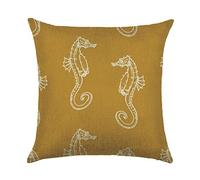 WEIANG Nautique Série Housse de Coussin Ocean Life étoile de mer Poissons Coquillages Méduse Impression Recto Verso Coton épais en Lin Taie d'oreiller carrée 45 cm x 45 cm (18 x 18)