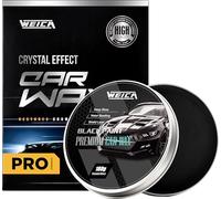 WEICA Cire de voiture de carnauba noire massive pour voitures noires, kit de nettoyage de voiture de carnauba, résistant aux rayures, revêtement céramique, 180 g, avec éponge de cire gratuite et