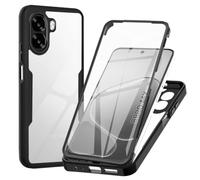 WeiCase Coque pour Oppo A6x, Transparent Housse avec Protection écran, 360 Degrés Double Protection Antichoc Coque Silicone Intégrale Etui, Noir