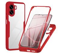 WeiCase Coque pour Oppo A6x, Transparent Housse avec Protection écran, 360 Degrés Double Protection Antichoc Coque Silicone Intégrale Etui, Rouge