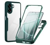 WeiCase Coque pour Oppo A6x, Transparent Housse avec Protection écran, 360 Degrés Double Protection Antichoc Coque Silicone Intégrale Etui, Vert