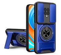 WeiCase Coque pour Redmi Note 9 Pro, Protecteur de Caméra, Compatible avec la Recharge sans Fil ，Armure Rigide Housse 360° Metal Anneau Magnetic Support Antichoc Silicone Étui ，Bleu