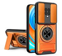 WeiCase Coque pour Redmi Note 9 Pro，Protecteur de Caméra, Compatible avec la Recharge sans Fil ，Armure Rigide Housse 360° Metal Anneau Magnetic Support Antichoc Silicone Étui ，Orange