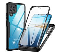 WeiCase Coque pour Samsung Galaxy A12 / M12 / A12 Nacho, Transparent Housse avec Protection écran, 360 Degrés Double Protection Antichoc Coque Silicone Intégrale Etui pour Samsung A12, Noir