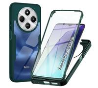 WeiCase Coque pour xiaomi redmi 14c 5g/4g / poco c75 / redmi a4, Transparent Housse avec Protection écran, 360 Degrés Double Protection Antichoc Coque Silicone Intégrale Etui pour redmi 14c 4g, Vert