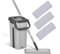 weiclianhp Balai Serpillière Microfibre Rotatif 360° avec Serpillière Seau Essoreur Double Bac et 3 Tampons Réutilisables - Système de Nettoyage de Sol Mains Libre