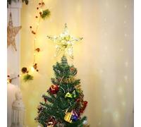 weiclianhp Etoile Sapin de Noel, 25 cm, Étoile Lumineuse LED Dorée avec 20 LED, Étincelants, Décoration de Sommet pour Arbre de Noël Intérieur/Extérieur, Alimenté par Batterie, Cadeau de Fête