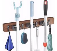 weiclianhp Porte Balais Mural, Accroche Balai Mural avec 3 Supports et 4 Crochets, Support Balais Mural Sans Percage, Rangement Buanderie, Range Outils de Jardin