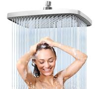weiclianhp Tête de Douche Carrée Haute Pression 20x30cm - Pommeau de Douche Fixe Anti-Calcaire en Acier Inoxydable 304 - Réglable 360° - Jet Massant - Chrome Brillant Résistant aux Taches