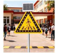 WEICNE 61 X 61 Cm / 76 X 76 Cm Panneau De Passage Piéton Clignotant À Énergie Solaire, Cadre Métallique Antirouille, Film Réfléchissant De Qualité Technique, Ip65 Protection 30IN(76IN)