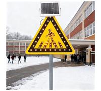 WEICNE 61 X 61 Cm/76 X 76 Cm Panneau De Passage Piéton Clignotant À Énergie Solaire,Panneau De Passage Piéton Clignotant À LED, Adapté Aux Routes Urbaines Et Aux Écoles 24IN(61CM)