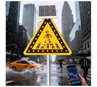 WEICNE 61 X 61 Cm / 76 X 76 Cm Panneau De Passage Piéton Clignotant À LED, Panneau D'avertissement De Circulation Routière À Énergie Solaire, Cadre Métallique Robuste Et Antirouille 24IN(61CM)