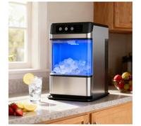 WEICNE Machine À Glaçons À Croquer De Comptoir, Grande Capacité, 17 Kg en 24 H, Autonettoyante, Utilisation en Un Clic, Acier Inoxydable, Gris Argenté WithoutSideWaterTank