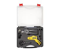 WEICON TOOLS Solar PV Kit d'outils de dénudage et de sertissage pour installations solaires avec pince n° 5 Solar Pro, pince à sertir MC4, clé MC4 et ciseaux à câble n° 35
