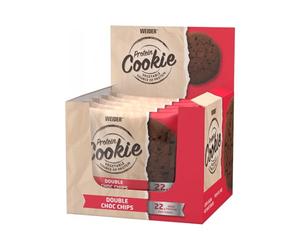 Weider Biscuit de Protéines Végétales Double Chocolat Chips 90 g, 1 lot de 12 biscuits