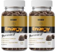 Weider Energy Caffeine Gummies (80 Gommes) Goût Cola. Gommes de Caféine avec Guarana, Taurine, Vitamine B et C. Sans sucres. Sans allergènes. (Lot de 2)
