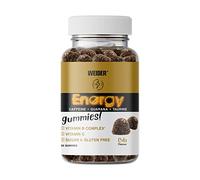 Weider - Gommes énergétiques caféine Cola - Guarana, Taurine, Vit. B & C - Sans sucres - 80 gommes