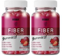Weider Fiber Gummies (36 Gommes) Goût Fraise. Gommes avec 6g de Fibre Soluble Fibersol/portion, Aide à la Digestion et au Control de la Glycémie. Sans Sucres Ajoutés, Sans Gluten. (Lot de 2)