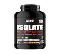 Weider Isolate Whey 100 CFM. Goût Chocolat Fondant. Mélange protéines avec isolat de protéines de lactosérum. Prise de masse musculaire. Sans aspartame. Faible teneur en sucre. 2kg