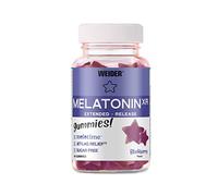 WEIDER Lot de 60 gommes mélatonine pour mieux s'endormir, avec libération retardée, dosage optimal pour le sommeil nocturne, délicieux ours en gomme, étoiles endormies, sans sucre, goût mûre