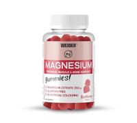 Weider Magnesium Gummies (48 gommes) Goût Framboise, avec 250mg de Citrate de Magnésium/dose, sans gluten, sans allergènes, sans colorants artificiels, pour muscles, os et réduction de la fatigue