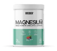 Weider Magnesium Powder (1kg) Goût Fruits Rouges, 250mg /portion Bisglycinate et Citrate de Magnésium en poudre avec du Zinc, Aide aux Muscles et Os, Réduit la Fatigue, Sans Sucres Ajoutés, Végan
