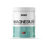 Weider Magnesium Powder (500g) Goût Fruits Rouges, 250mg /portion Bisglycinate et Citrate de Magnésium en poudre avec du Zinc, Aide aux Muscles et Os, Réduit la Fatigue, Sans Sucres Ajoutés, Végan
