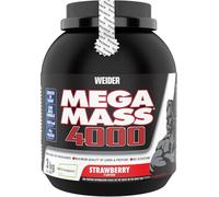 Weider Mega Mass 4000 - Poudre Weight Gainer avec 48g de Protéines & Créatine par Portion - Pour la Construction Musculaire & l'Absorption de Calories Élevées - 3kg - Fraise