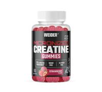 Weider Micronized Creatine Gummies (66 gommes) Goût Fraise, 3,5g Créatine Monohydrate 200 MESH/dose, Certifié par Laboratoire Européen, Sans Sucre, Aide à augmenter la performance physique (22 doses)