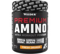Weider - Premium Amino - Boisson Intra-Entraînement avec EAAs, Glucides et Électrolytes - Complexe d'Aminos Acides avec L-Glutamine - Pour Plus d'Énergie pendant l'Entraînement - 800g - Orange Fraîche