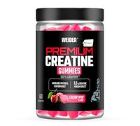 Weider Premium Creatine Gummies (60 gommes) Goût Cerise, avec 3,5g Créatine Monohydrate 100% Creapure/dose, aide à augmenter la performance physique (20 portions)