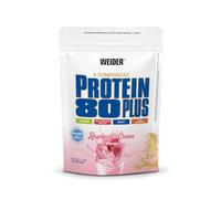 Weider Protein 80 Plus, 500g, Framboise-Crème | Poudre de Protéine à 4 Composants, 80% Protéines, Shakes Crémeux avec Calcium & Vitamine B6