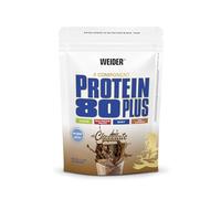 Weider - Protein 80 Plus - Poudre de Protéine à 4 Composants - Teneur Élevée en Protéines avec 80% de Protéines - Shakes Crémeux avec Calcium & Vitamine B6-500g - Chocolat