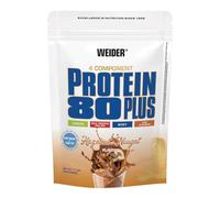 WEIDER Protein 80 Plus protéine en poudre, Noisette-Nougat, faible teneur en glucides, mélange de lactosérum de caséine multi-composants pour shakes protéinés, 500 g