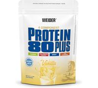 Weider Protein 80 Plus protéine en poudre, vanille, faible teneur en glucides, mélange de lactosérum de caséine multi-composants pour shakes protéinés, 500 g