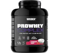 Weider ProWhey Complex (1,2kg) Goût Yaourt à la Fraise. Formule à base de Concentrés & Isolat de Protéine de Lactosérum + Caséinate, 3,4g BCAA/dose, Créatine, L-Glutamine, MCT, Vitamine B6, Bromélaïne