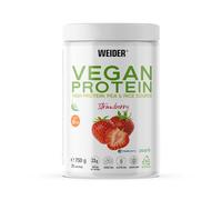 Weider Vegan Protein (750g) Goût Fraise. Protéines 100% Vegetal 23g/dose, Pois (Isolat Pisane) & Riz. Avec Vitamine B12 & Stevia. Sans Gluten, Sans Sucre. Emballage 50% Recyclé, 100% Recyclable