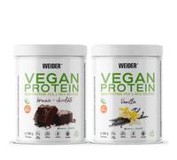 Weider Vegan Protein PACK DUO (2x300g) Goût Vanille et Chocolat. Protéines 100% Vegetal d'Isolat Pois & Riz. Avec Vitamine B12 & Stevia. Sans Gluten, Sans Sucre. Emballage 50% Recyclé, 100% Recyclable