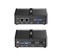 WEIDIAN Mini PC Industriel sans Ventilateur, Mini-Ordinateur N100, Fanless Mini Computer Win11, Industrial PC, HD/VGA Dual Display, WiFi, 4USB, 2RS232 COM, 2RJ45 Ethernet(16GB RAM 256GB SSD)