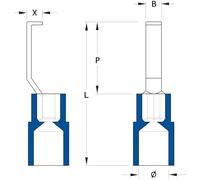 Weidmüller 1233330000 Cosse à crochet 1.5 mm² 2.5 mm² partiellement isolé bleu 100 pc(s)