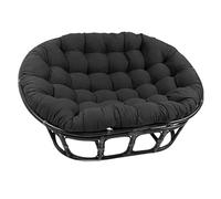 WEIDPHL Coussin De Chaise Double Papasan, Coussin De Chaise Hamac Suspendu avec Attaches, Coussin De Siège Surdimensionné en Coton pour Patio Extérieur Et Jardin,Noir