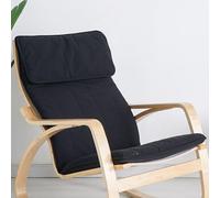 WEIDPHL Coussin De Remplacement pour Chaise en Coton Poang, Housse De Fauteuil Multicolore, Coussin en Tissu Amovible, Chaise en Coton Poang Rembourrée Épaisse,Noir