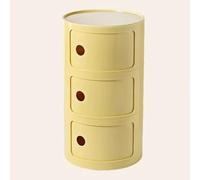 WEIDPHL Table De Chevet Ronde, Table De Chevet avec 3 Tiroirs, Table D'appoint, Armoire De Rangement avec Porte Coulissante pour Salon, Chambre À Coucher, Salle De Bain,Jaune