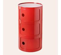 WEIDPHL Table De Chevet Ronde, Table De Chevet avec 3 Tiroirs, Table D'appoint, Armoire De Rangement avec Porte Coulissante pour Salon, Chambre À Coucher, Salle De Bain,Rouge