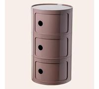 WEIDPHL Table De Chevet Ronde, Table De Chevet avec 3 Tiroirs, Table D'appoint, Armoire De Rangement avec Porte Coulissante pour Salon, Chambre À Coucher, Salle De Bain,Marron
