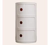 WEIDPHL Table De Chevet Ronde, Table De Chevet avec 3 Tiroirs, Table D'appoint, Armoire De Rangement avec Porte Coulissante pour Salon, Chambre À Coucher, Salle De Bain,Beige