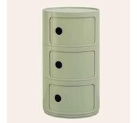 WEIDPHL Table De Chevet Ronde, Table De Chevet avec 3 Tiroirs, Table D'appoint, Armoire De Rangement avec Porte Coulissante pour Salon, Chambre À Coucher, Salle De Bain,Matcha Green