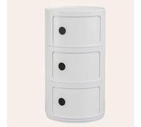 WEIDPHL Table De Chevet Ronde, Table De Chevet avec 3 Tiroirs, Table D'appoint, Armoire De Rangement avec Porte Coulissante pour Salon, Chambre À Coucher, Salle De Bain,Blanc